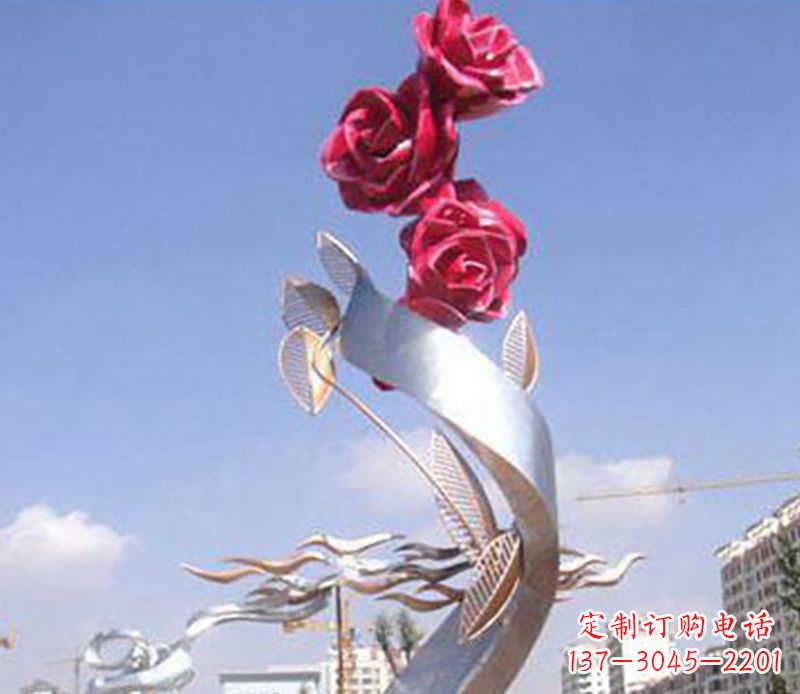 黄冈不锈钢玫瑰雕塑精美的艺术品