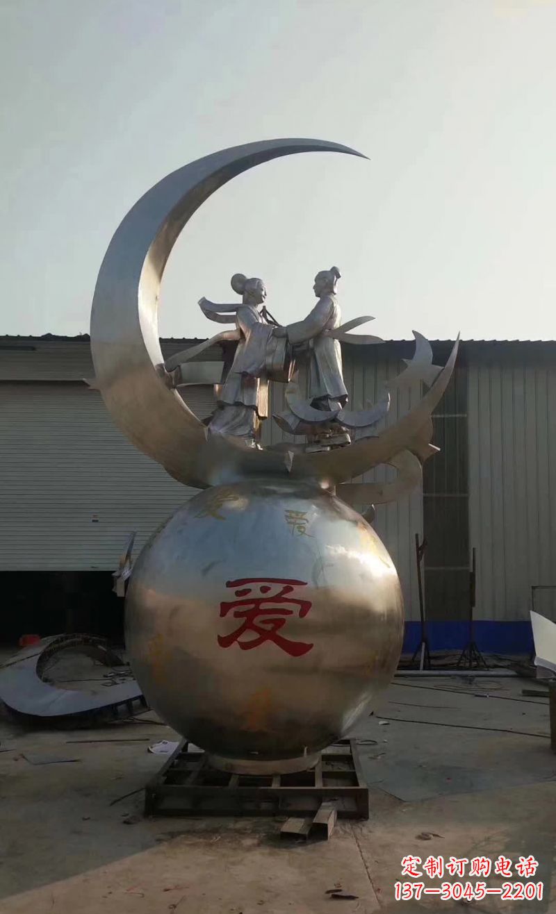 黄冈不锈钢牛郎织女雕塑传承爱情的象征