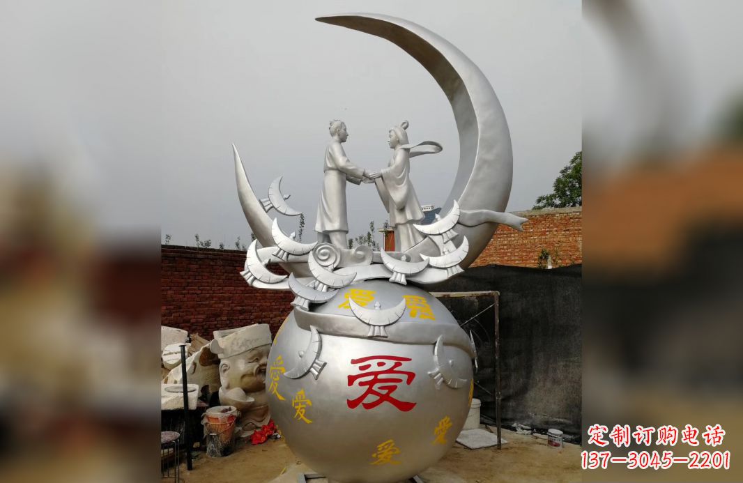 黄冈不锈钢牛郎织女雕塑爱情永存