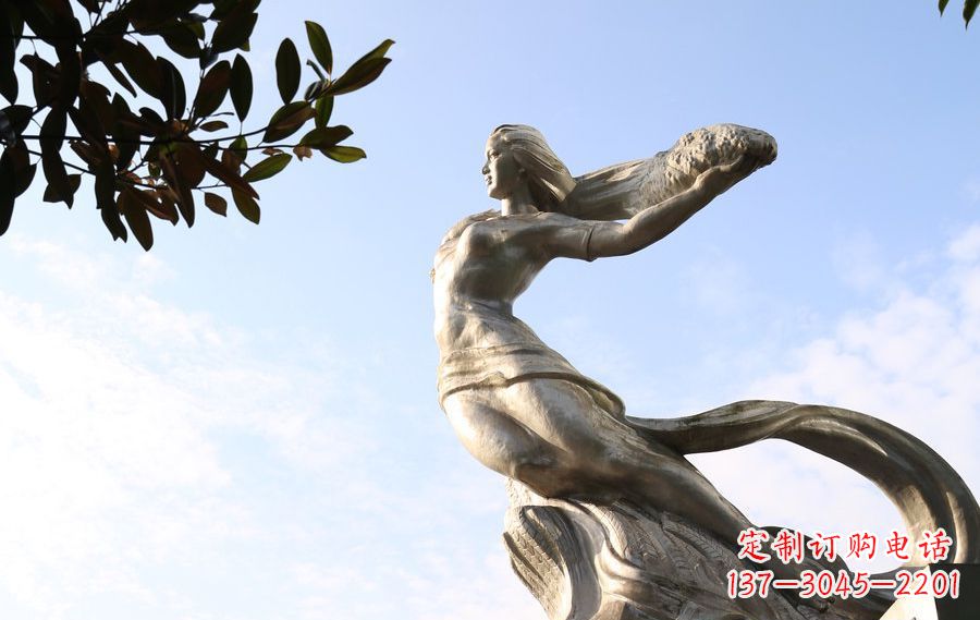 黄冈女娲传承中华神话的不锈钢雕塑