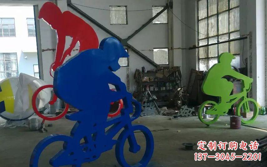 黄冈不锈钢骑自行车的运动雕塑