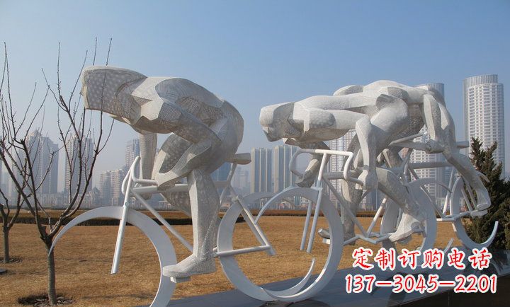 黄冈展现运动风采的不锈钢自行车雕塑
