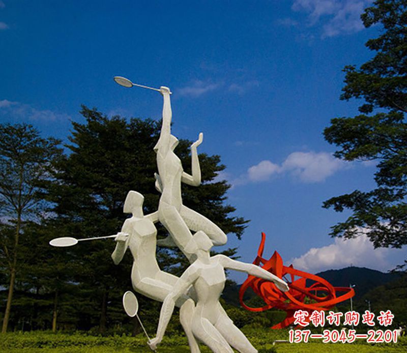 黄冈不锈钢羽毛球雕塑精美线条展现体育热情