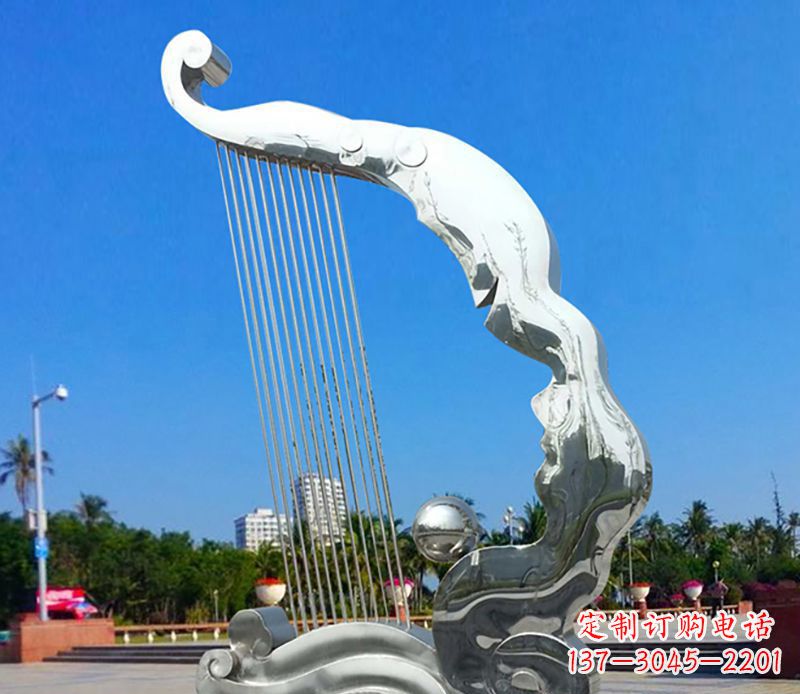 黄冈不锈钢竖琴雕塑——传承古典音乐之美