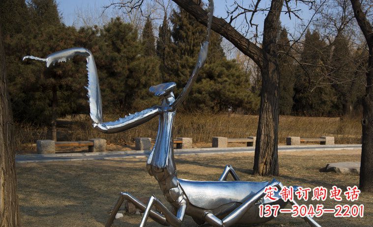 黄冈不锈钢螳螂园林景观雕塑创意缔造美景