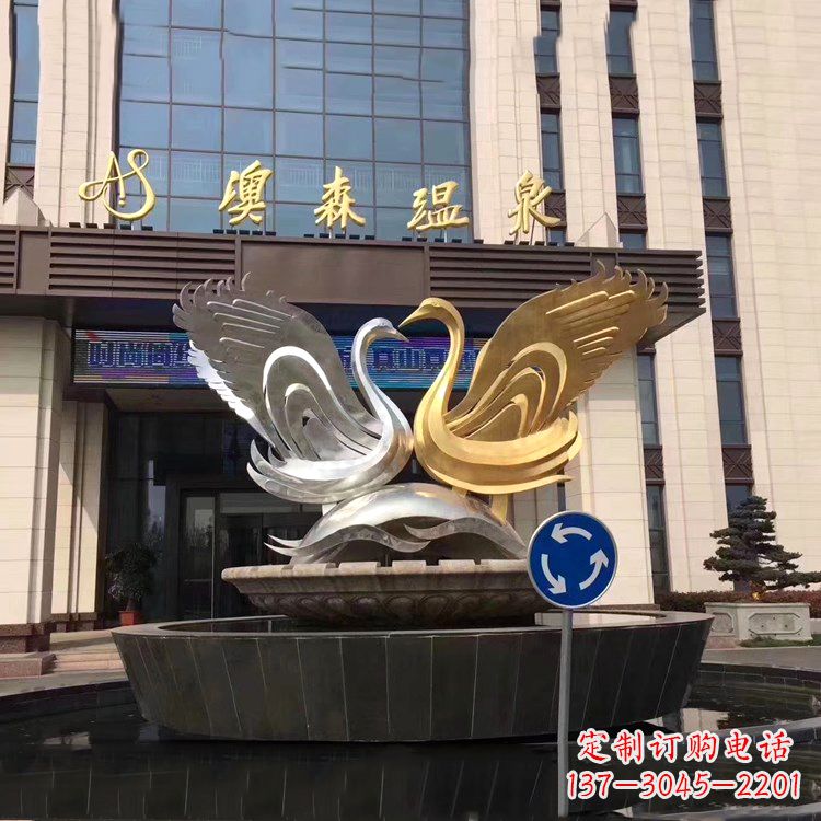 黄冈高贵而优雅不锈钢天鹅雕塑
