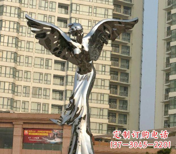 黄冈不锈钢天使雕塑传递温暖的祝福