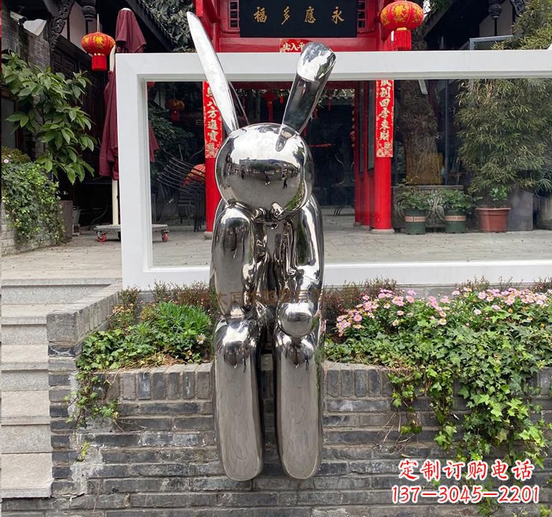 黄冈不锈钢兔子雕塑精美的艺术作品