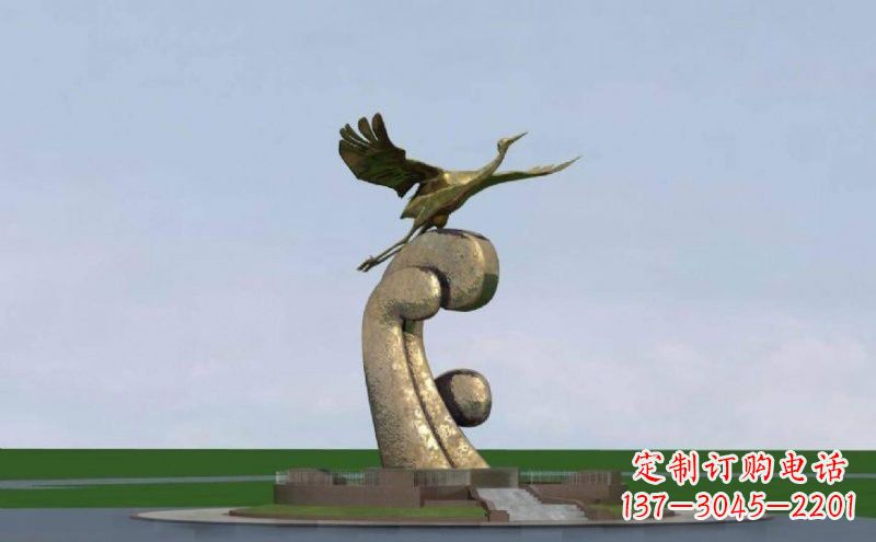 黄冈不锈钢仙鹤雕塑象征着美丽和宁静