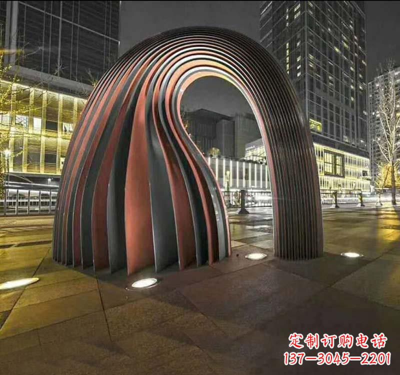 黄冈不锈钢异形拱门雕塑精致古典风格