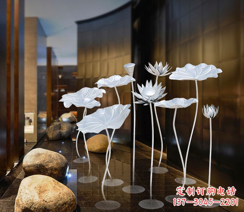 黄冈不锈钢银色荷花雕塑精美外形魅力无限