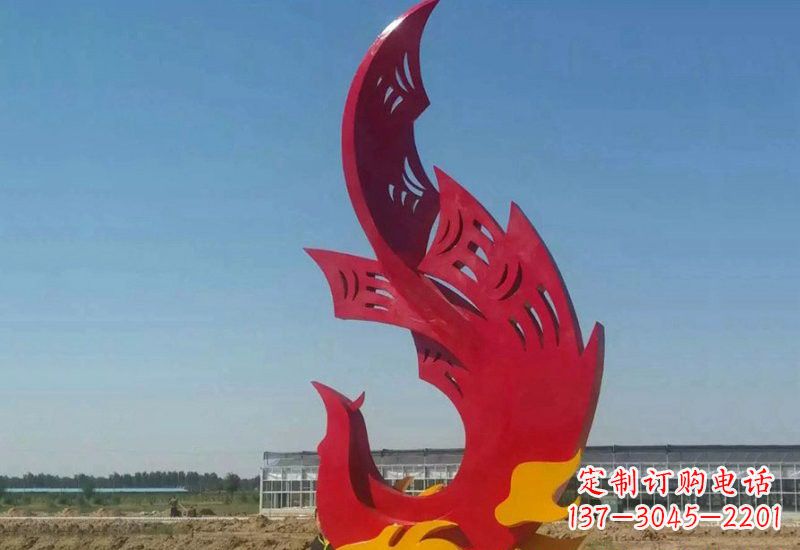 黄冈凤凰雕塑传承不锈钢园林艺术