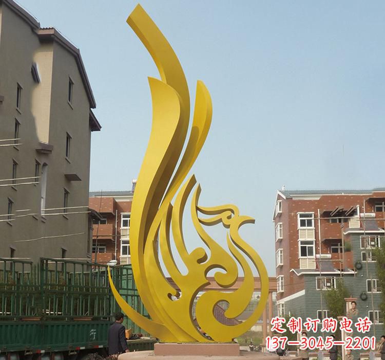 黄冈静谧的凤凰不锈钢园林雕塑