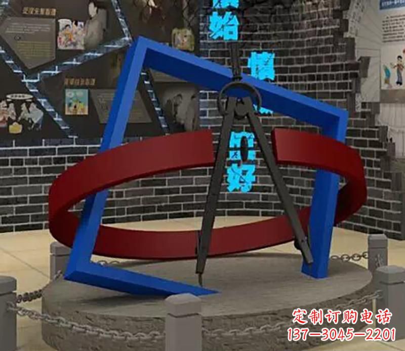 黄冈不锈钢圆规雕塑实现景观美化的艺术之作