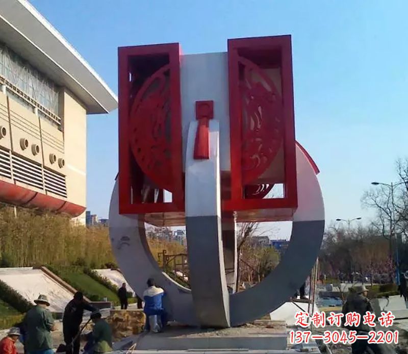 黄冈不锈钢圆环雕塑象征着永恒的美