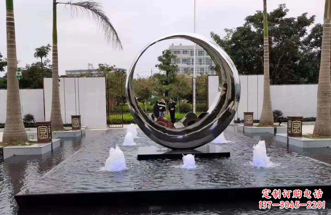 黄冈圆环景观喷泉雕塑视觉与声音的完美结合