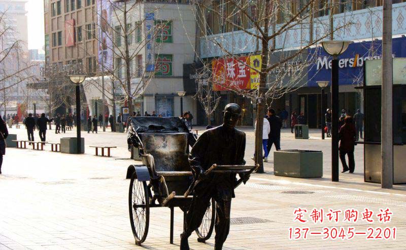 黄冈黄包车雕塑弘扬步行街人物景观