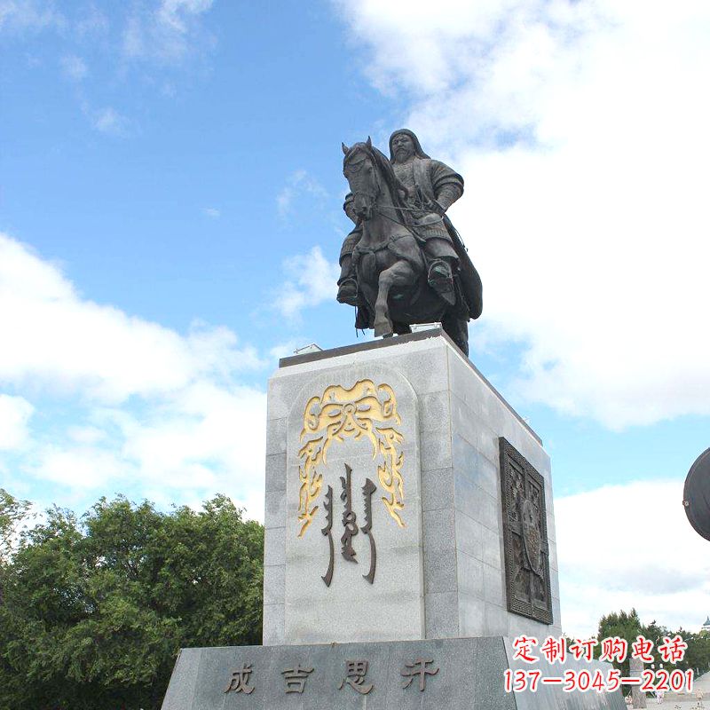 黄冈成吉思汗象征英雄的铜雕塑