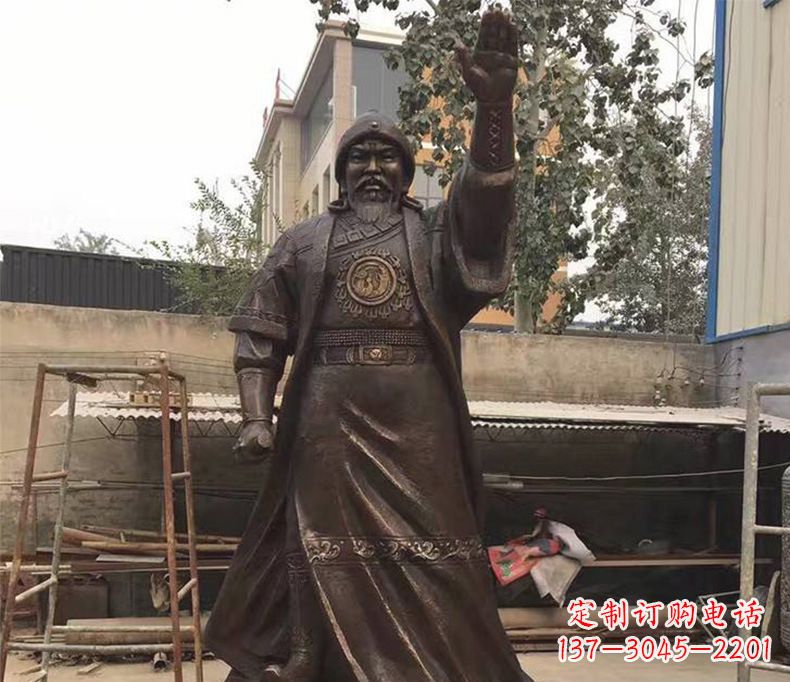 黄冈传承民族英雄——成吉思汗铜雕
