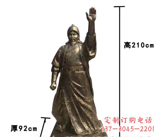 黄冈成吉思汗象征蒙古民族英雄气概的铜雕