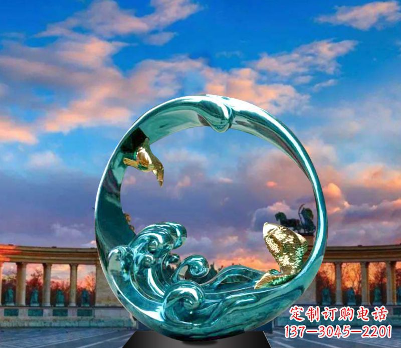 黄冈城市之环不锈钢彩银雕塑