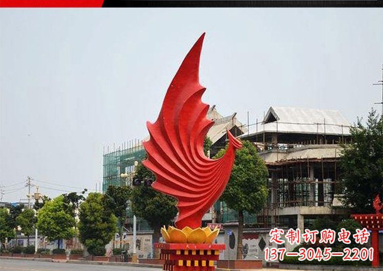 黄冈城市的至高象征——不锈钢凤凰雕塑
