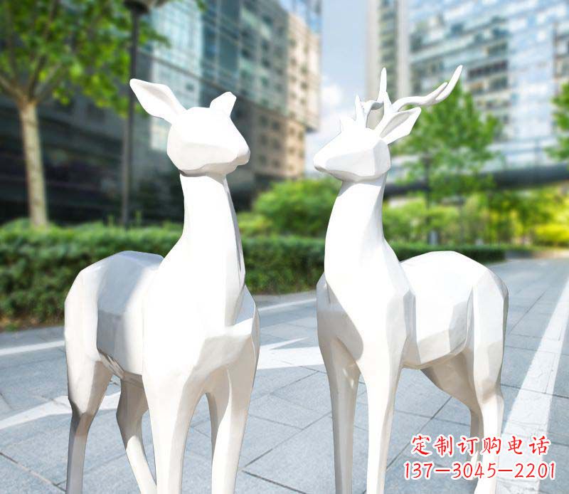 黄冈景观雕塑鹿形不锈钢块面