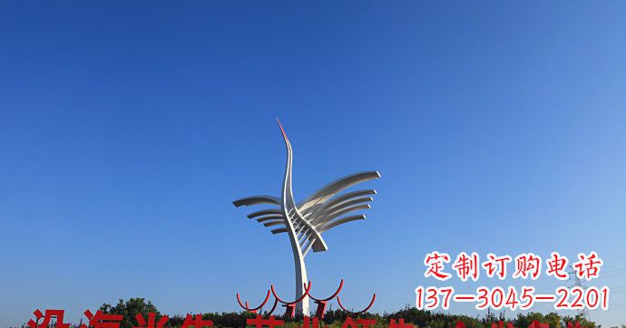 黄冈城市抽象不锈钢仙鹤雕塑