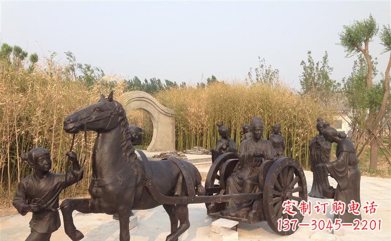 黄冈城市公园坐马车景观铜雕