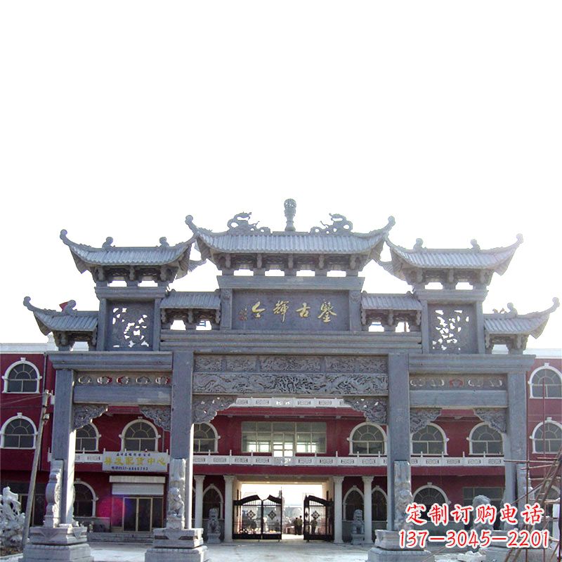 黄冈石雕牌楼极致精美的城市艺术