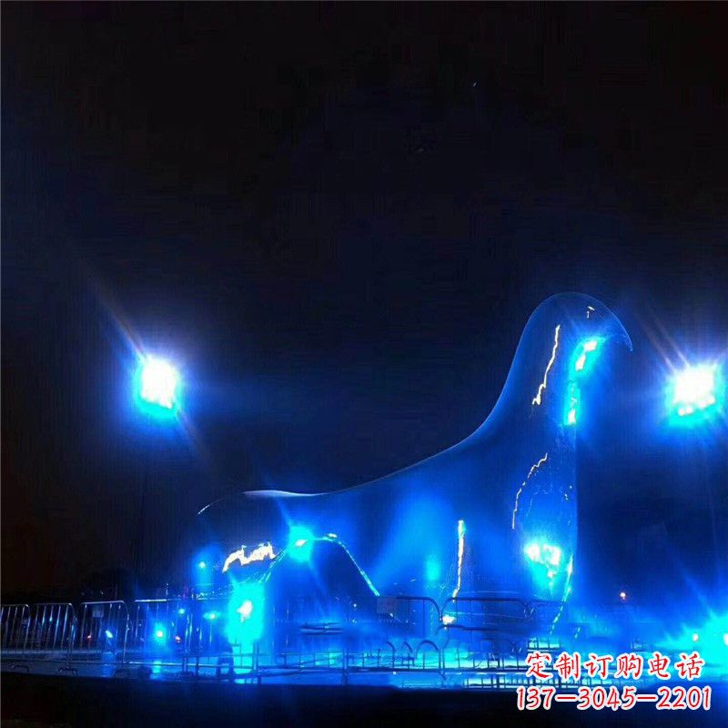 黄冈抽象和平不锈钢鸽子雕塑夜景灯光效果