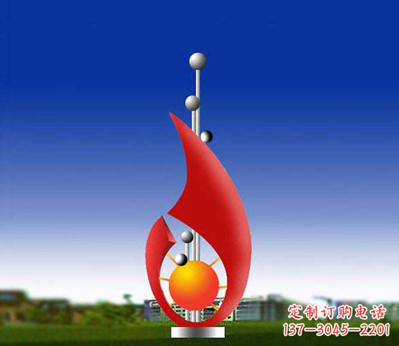 黄冈抽象红色水滴广场景观雕塑