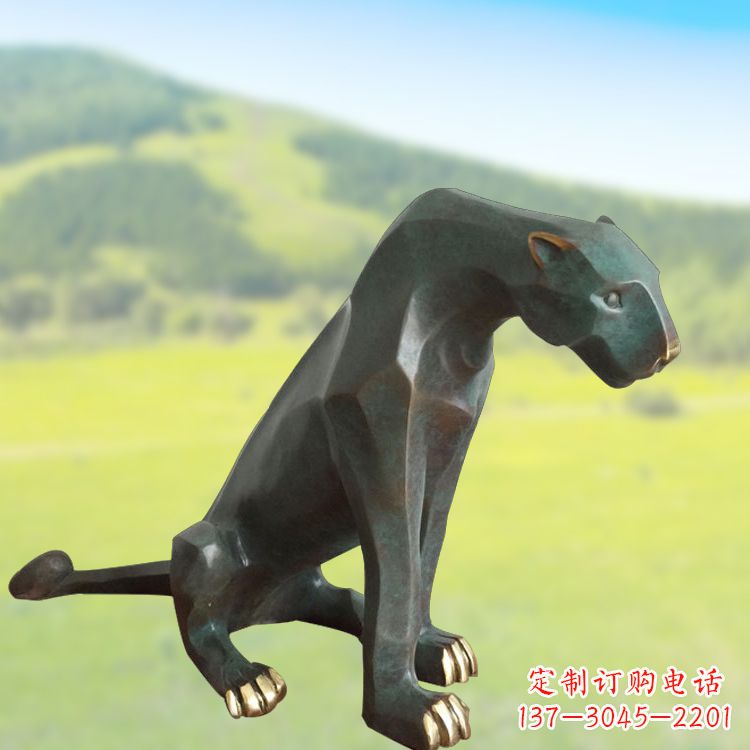 黄冈精美铜质豹雕塑精致雕刻,精美外形