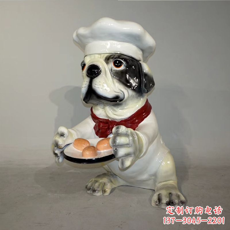 黄冈玻璃钢仿陶瓷狗雕塑——以斗牛犬为原型