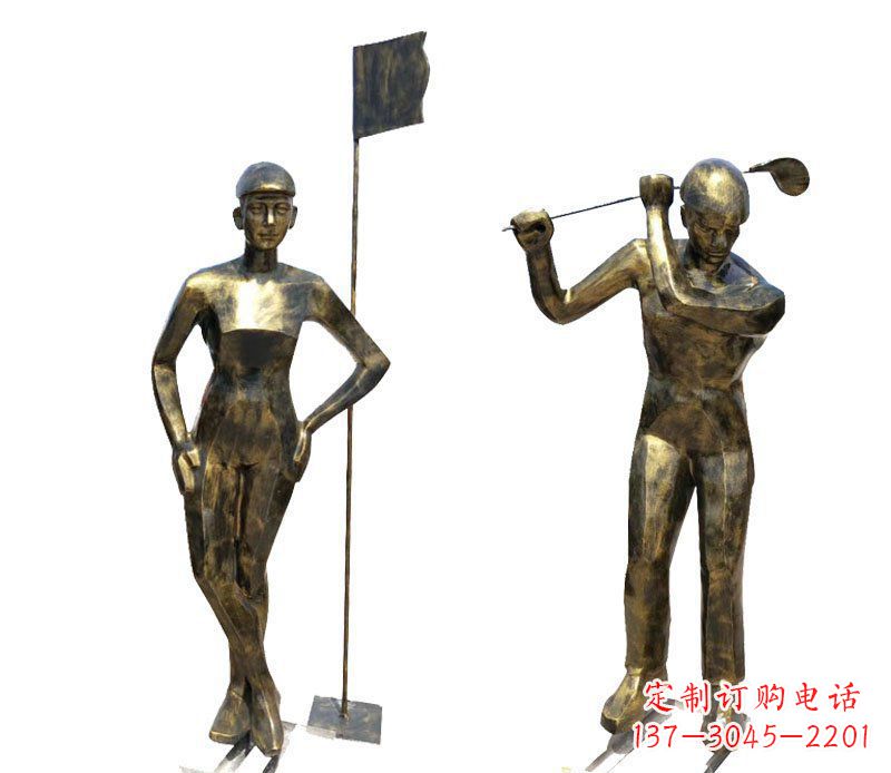 黄冈打高尔夫人物广场景观铜雕摆件