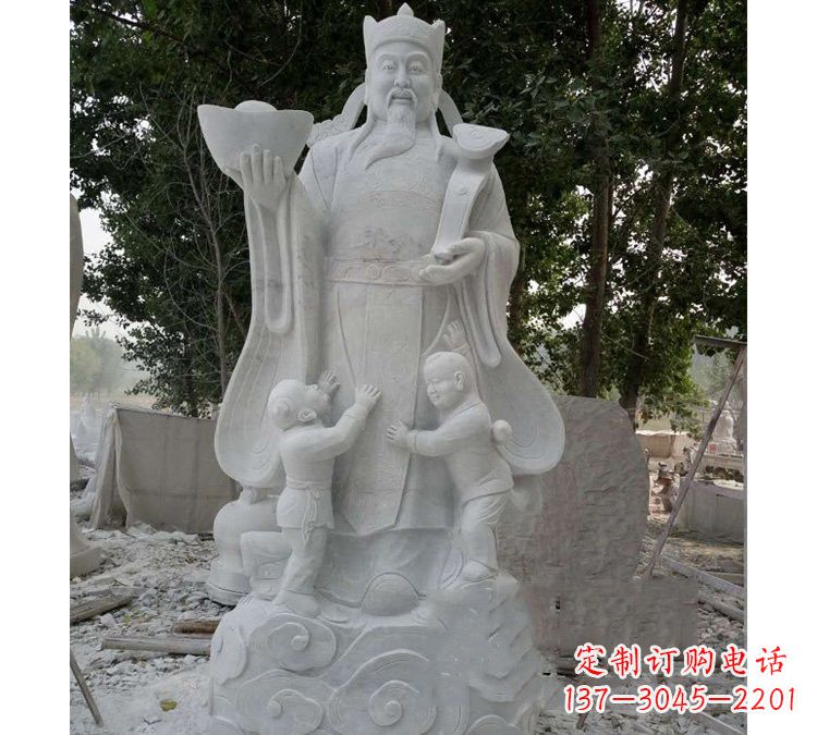黄冈大理石财神雕塑——守护家庭繁荣