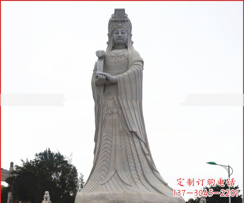 黄冈大理石大型妈祖神像雕塑