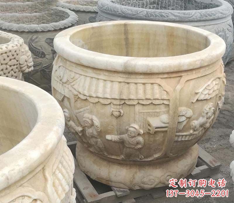 黄冈雕刻精美的大理石儿童水缸