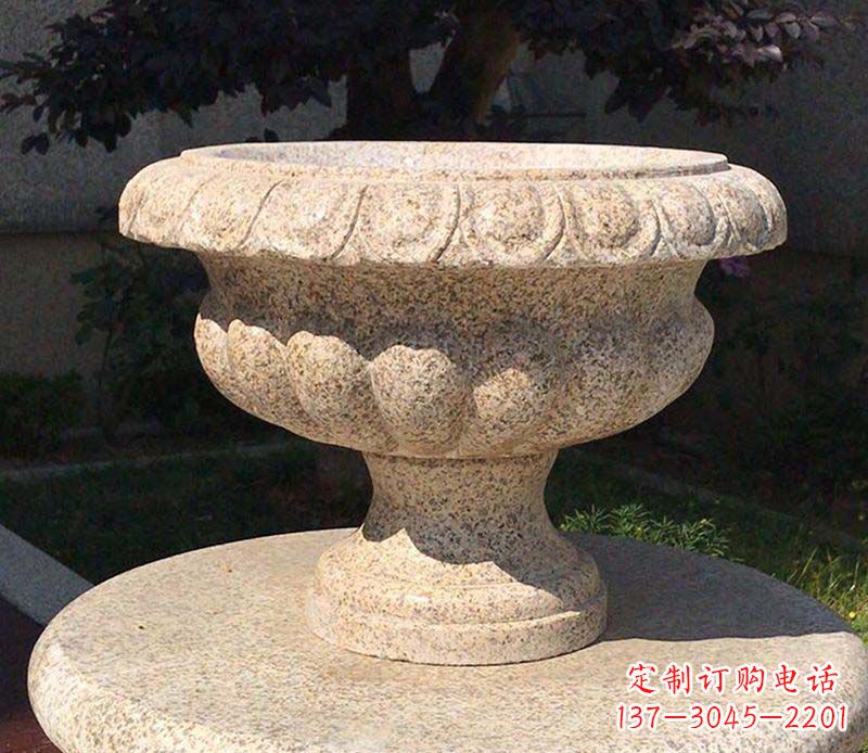 黄冈大理石花钵公园花盆石雕