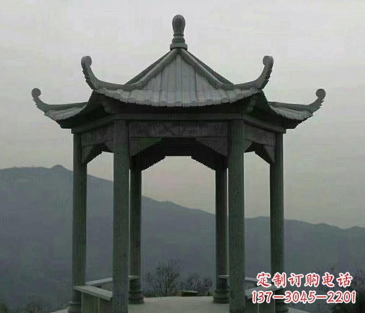 黄冈考究工艺,奢华大理石六角凉亭雕塑