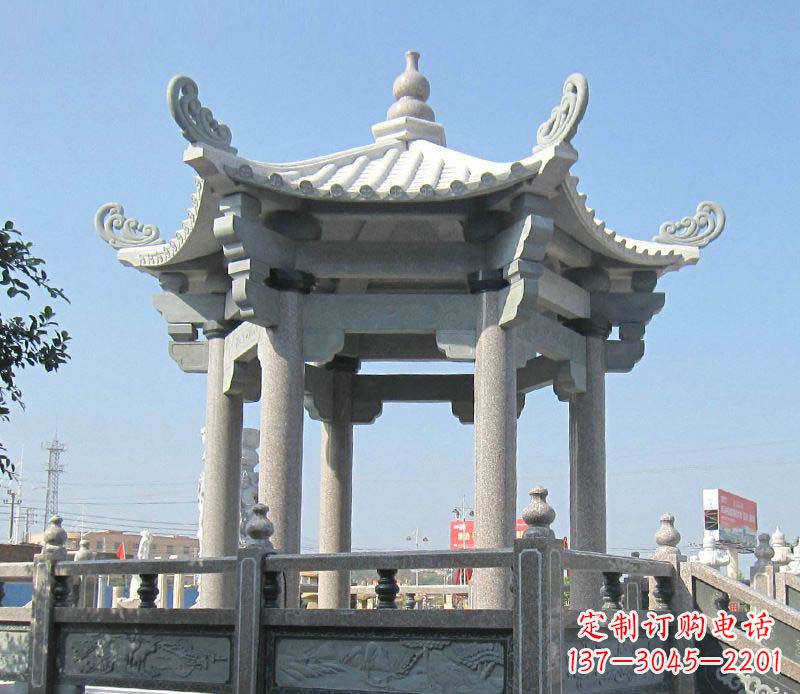 黄冈大理石六角凉亭石雕,为您的家园带来浪漫情怀