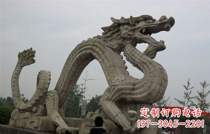 黄冈大理石龙雕塑,象征着力量与尊贵