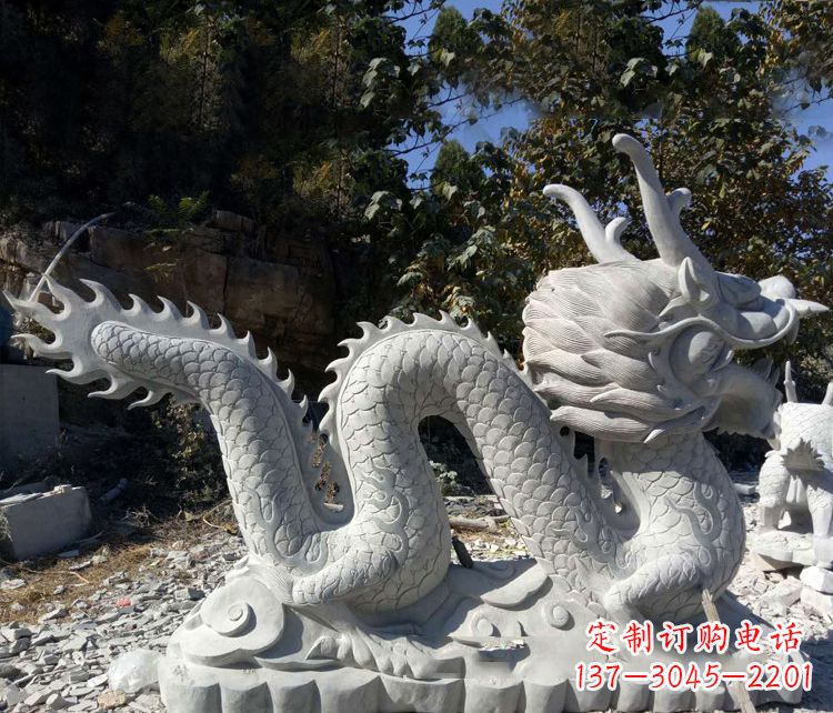 黄冈精美大理石龙雕塑