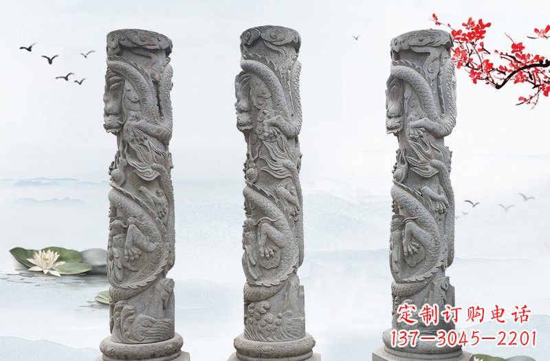 黄冈精美大理石龙柱雕塑