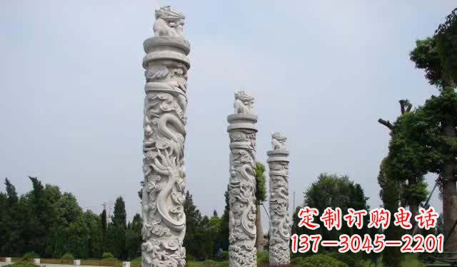 黄冈精美大理石龙柱雕塑