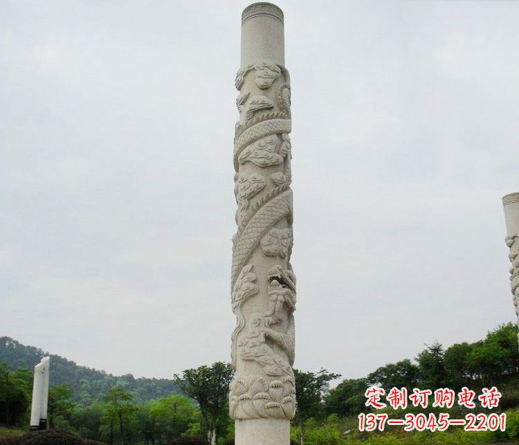 黄冈大理石盘龙柱雕塑