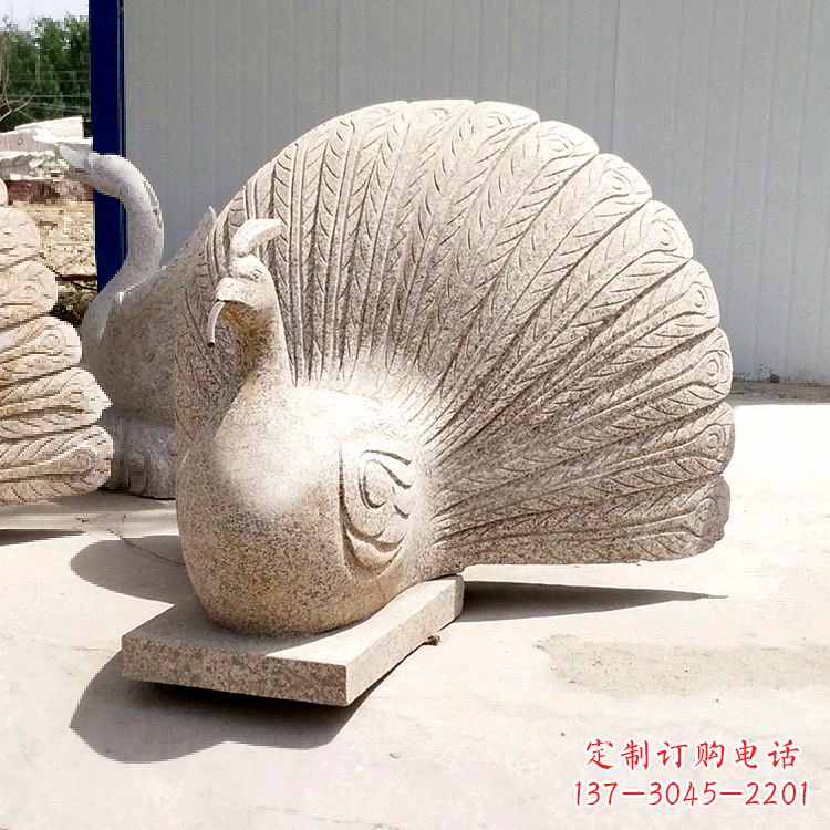 黄冈大理石喷水孔雀雕塑