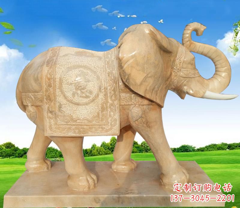 黄冈大理石喷水大象雕塑