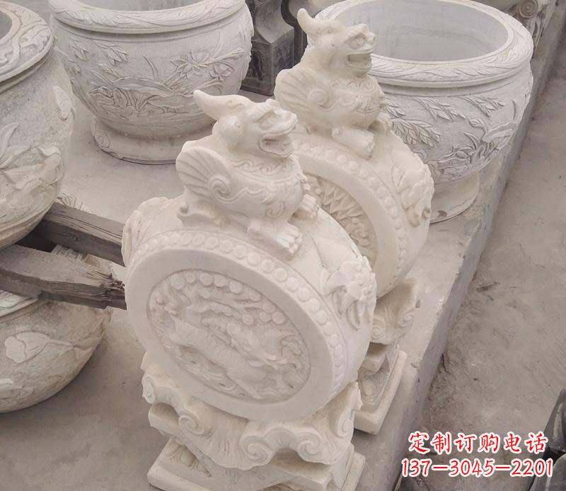 黄冈大理石貔貅抱鼓石雕塑
