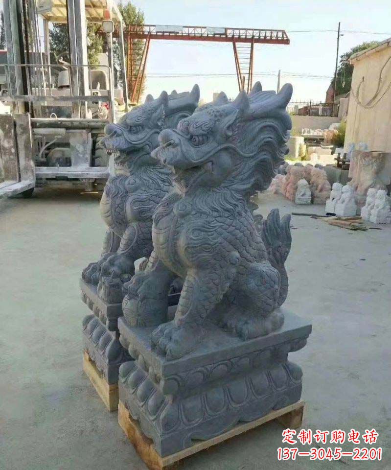 黄冈精美大理石麒麟雕塑